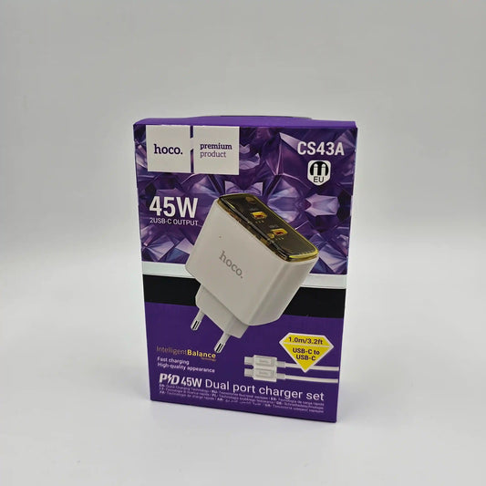 Cargador dual usb-c 45W HOCO CS43A